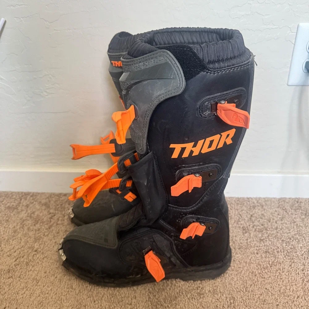 Thor Mens Synthetic Blitz XP MX Motocross Boots 11 Black Dirt Bike Adjustable